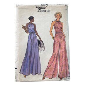 Vogue 9225 Sewing Pattern Size 10 Misses Halter Dress Or Pantsdress Retro UNCUT